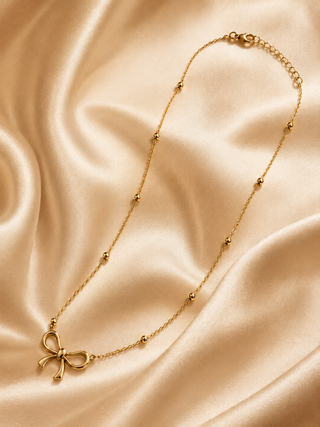 Cute Gold Bow Pendant Necklace
