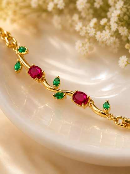 The Tulip Bracelet — Ruby & Emerald | Riora Store
