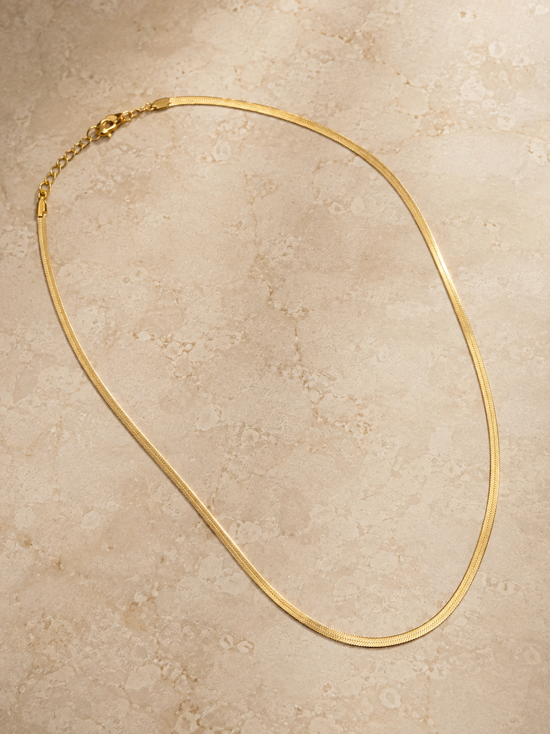Gold Herringbone Chain Necklace | Anti-Tarnish Stainless Steel