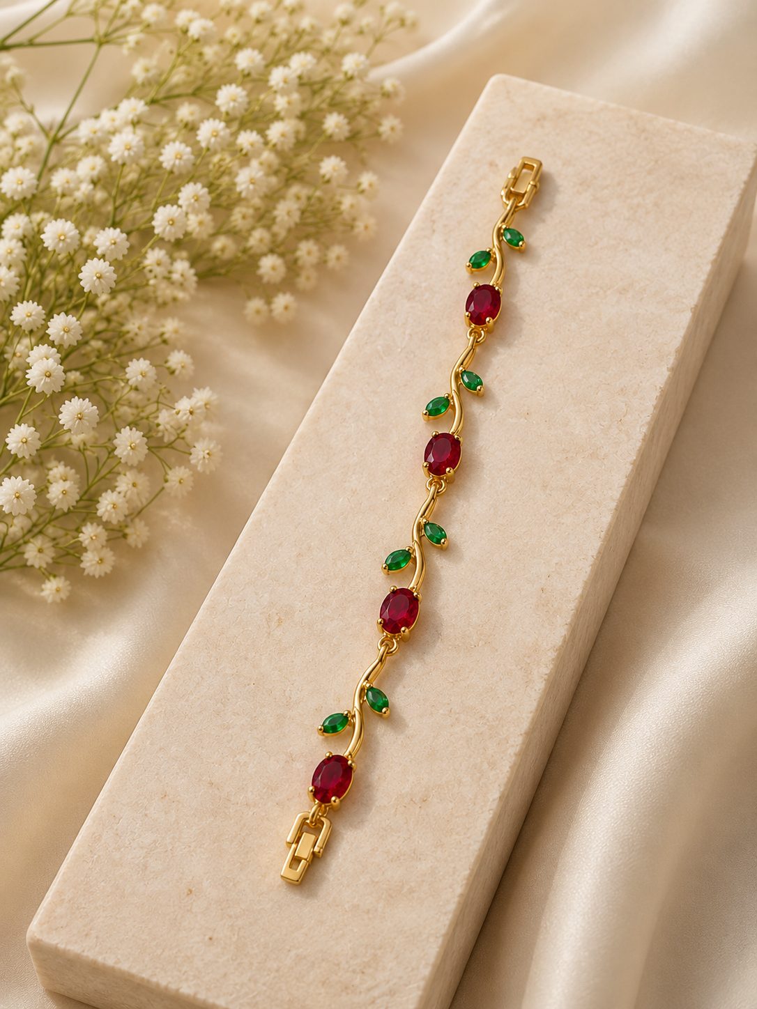 The Tulip Bracelet — Ruby & Emerald | Riora Store