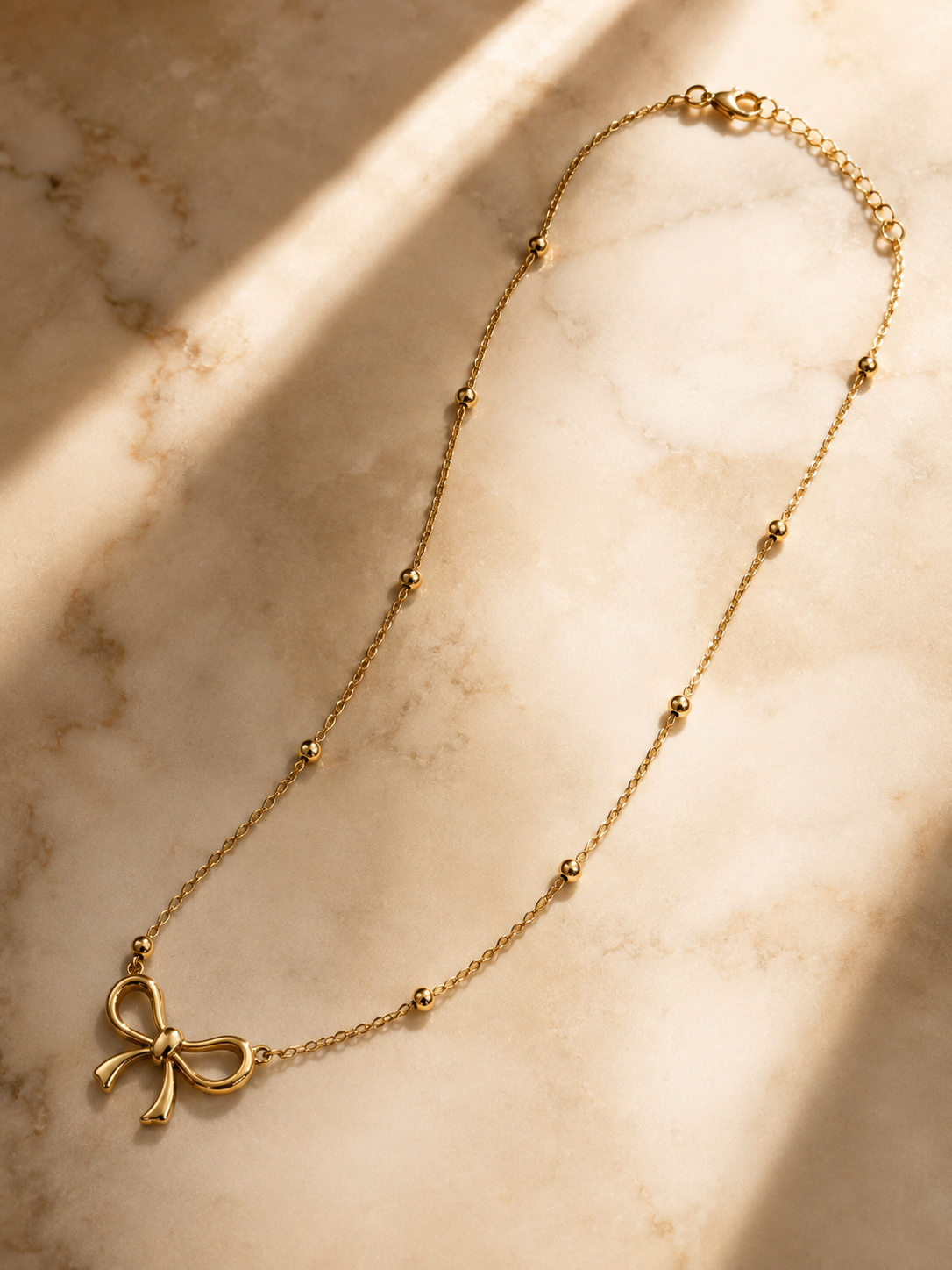 Cute Gold Bow Pendant Necklace